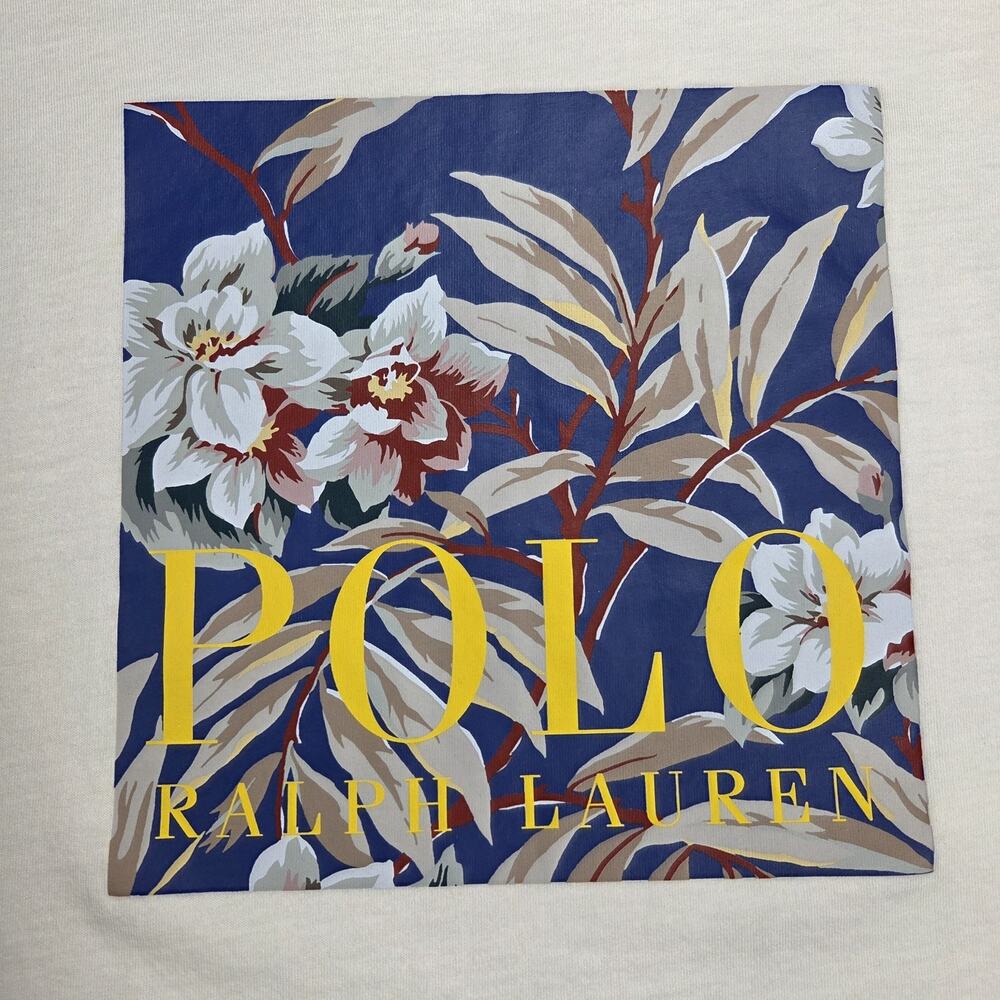 Polo Ralph Lauren Mens Large Classic Fit White Floral Print T Shirt Short Sleeve - Picture 6 of 9